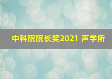 中科院院长奖2021 声学所